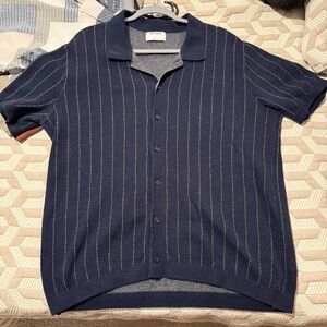 Old Navy Navy Blue Knit Button-Up Polo Shirt